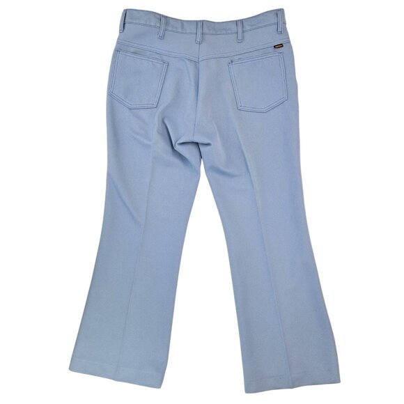 Vintage Farah Polyester Pants Men Size 38 x 29.5 Flair Leg Disco Leisure Blue - Picture 2 of 8